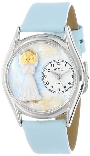 Drollige Uhren Baby Engel aus Leder Blau silberfarben Unisex Armbanduhr Analog Leder S 0710005