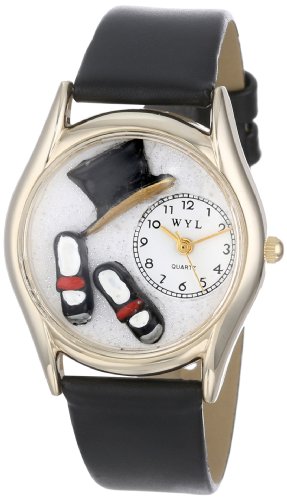Drollige Uhren Wasserhahn Dancing Schwarz und goldfarben Unisex Armbanduhr Analog Leder C 0510009