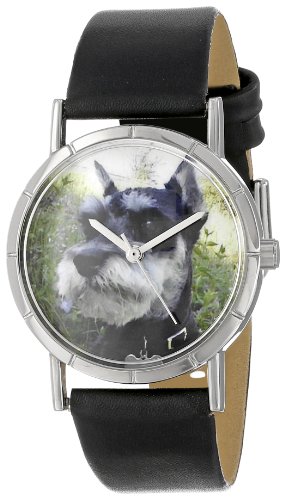 Motiv Schnauzer Uhren Schwarz silberfarben Unisex Armbanduhr Analog Leder R 0130066