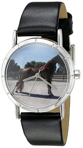 Skurril Uhren Tenessee Walker Pferd schwarzem Leder und Silvertone Foto Unisex Quarzuhr mit weissem Zifferblatt Analog-Anzeige und-Lederband r-0110031