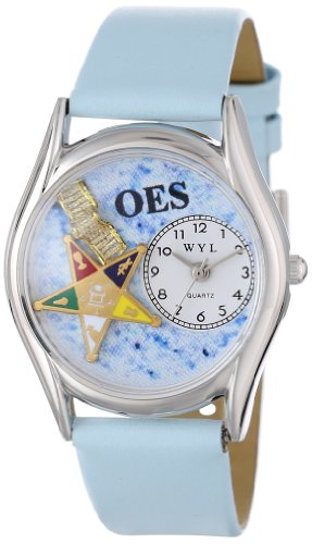 Drollige Uhren Reihenfolge der oestlichen Star Baby Blau Leder Silvertone Unisex Quartz Uhr mit weissem Zifferblatt Analog Anzeige und S 0710008 Mehrfarbige Lederband