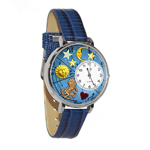 Leo Royal Blau Leder und Silvertone Armbanduhr wg u1810007