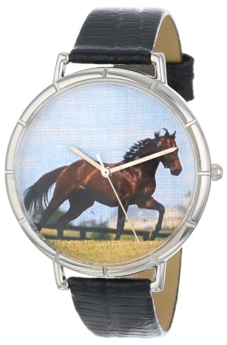 Skurril Uhren VB schwarz Leder und Silvertone Foto Unisex Quarzuhr mit weissem Zifferblatt Analog Anzeige und Lederband t 0110032
