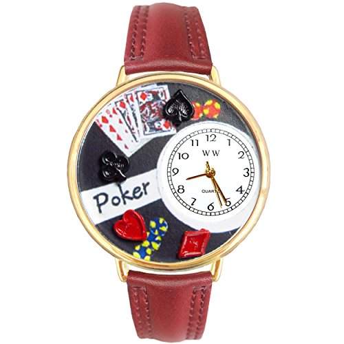 Whimsical Watches Unisex-Armbanduhr Poker gold Leather And Goldtone Watch #G0430004 Analog Leder Mehrfarbig G-0430004