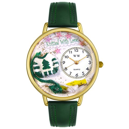 Whimsical Watches Unisex G0450016 Weihnachten Knitting Green Hunter Leder Uhr
