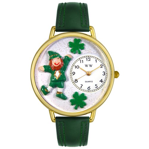 Whimsical Watches Unisex G1220023 St Patricks Day Leprechaun Green Hunter Leder Uhr