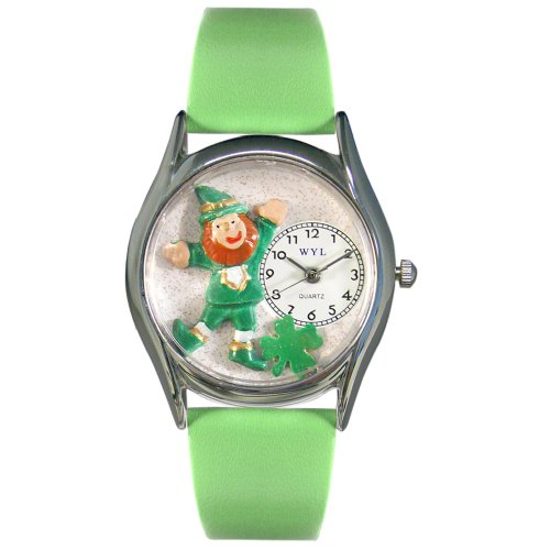 Whimsical Watches Damen S1224001 St Patricks Day Leprechaun Gruen Leder Uhr