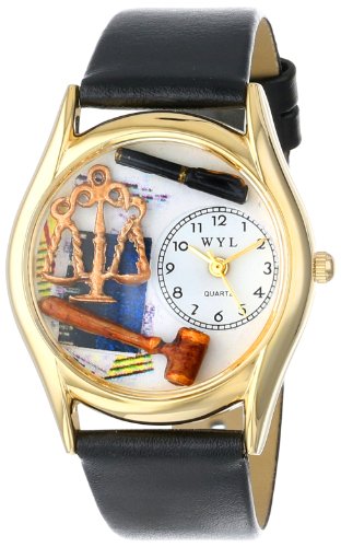 Whimsical Watches Unisex Armbanduhr Lawyer Black Leather And Goldtone Watch C0620002 Analog Leder mehrfarbig C 0620002