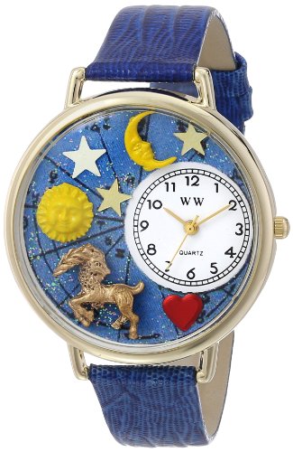 Whimsical Watches Unisex Armbanduhr Capricorn Royal Blue Leather And Goldtone Watch G1810005 Analog Leder mehrfarbig G 1810005
