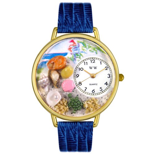 Whimsical Watches Unisex G1210016 Seashells Royal Blue Leder Uhr