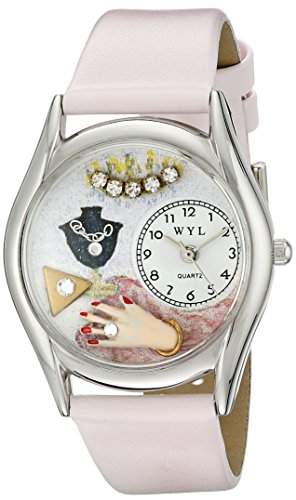 Drollige Uhren Lover Jewelry Rosa Leder Silvertone Unisex Quartz-Uhr mit weissem Zifferblatt Analog-Anzeige und S-0910013 Mehrfarbige Lederband