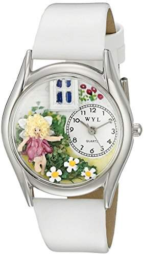Drollige Uhren im Gaensebluemchen-Design, Weiss, Leder Silvertone Unisex Quartz-Uhr mit weissem Zifferblatt Analog-Anzeige und S-1211003 Mehrfarbige Lederband