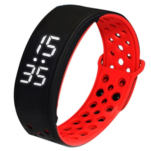 FEITONG W9 Sport Fitness Tracker Schrittzaehler Smart Watch Wasserdicht Armband Schwarz Rot