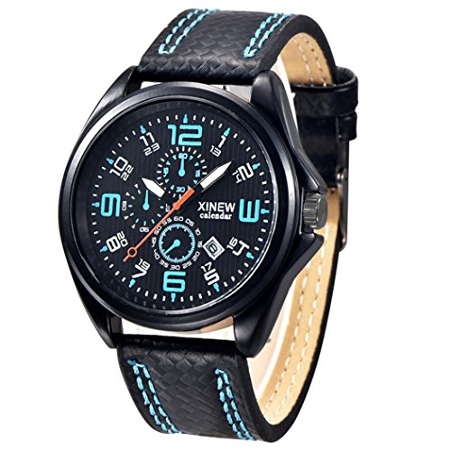 FEITONG Art und Weisemaenner Uhr Militaersport Analoge Quarz Datum Armbanduhr Blau