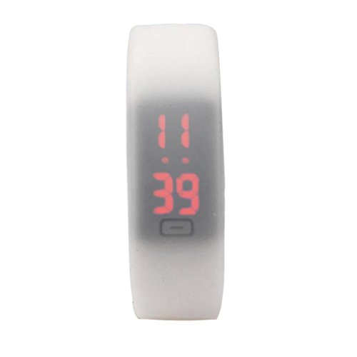 Sunnywill Unisex Gummi LED Uhr Datum Sports Armband digitale Armbanduhr Weiss