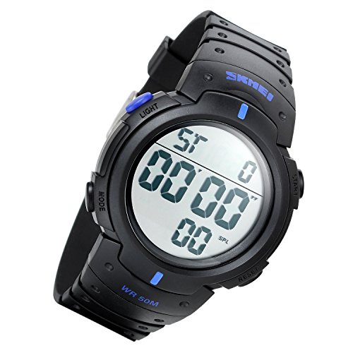 Lancardo 50M wasserdicht Studenten Sport LED Digital Quarz Uhr mit Datum Alarm Stoppuhr LED blau