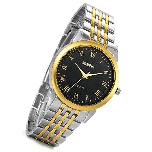 lancardo Herren Business Luxus Gold Ton Edelstahl Armbanduhr schwarz Dial 2