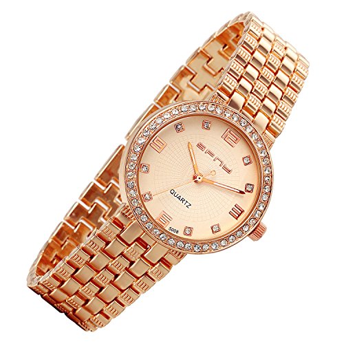 lancardo Damen Fashion Rose Gold Ton Bling Strass Kristall Luenette Uhr