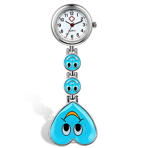 lancardo Candy Farbe Laecheln Herz Gesicht Krankenschwester Clip Watch Medical Revers Pocket Schliesse Watch blau 2