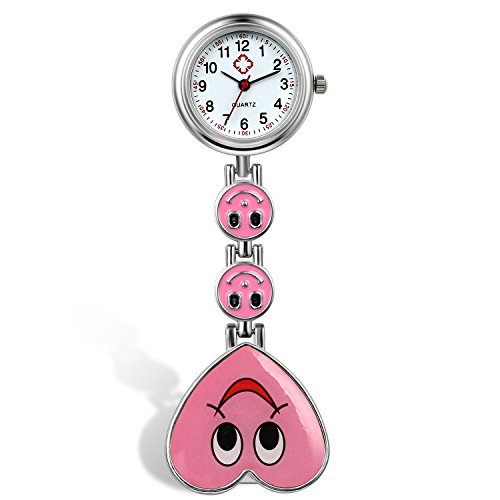 lancardo Candy Farbe Laecheln Herz Face Krankenschwester Clip Watch Medical Revers Pocket Schliesse Watch Pink 2