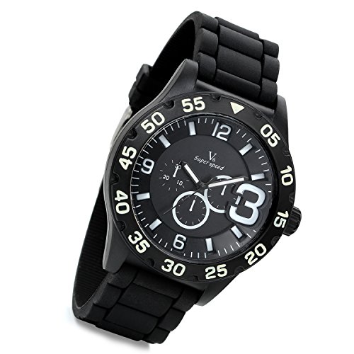 lancardo Herren Oversize Big Face schwarz Armbanduhr mit japanischen Bewegung 3 Zifferblaetter zur 2