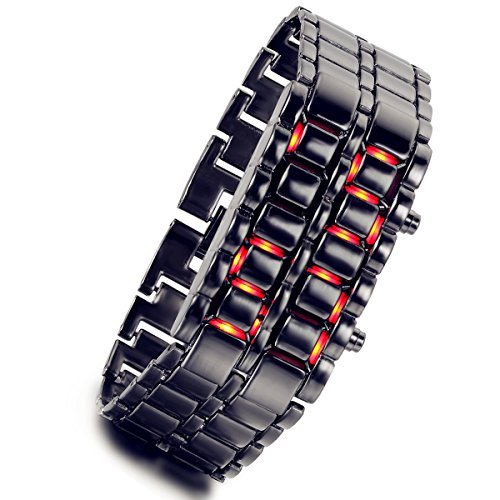 lancardo Herren Lava schwarz Red LED Digital Armband Uhr mit sehr Creative Band Red Light
