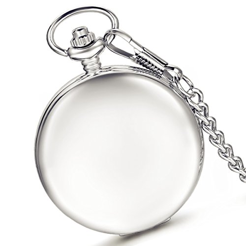 lancardo Taschenuhr Herren Unisex Quarz Uhr mit Halskette Kette uhr Pocket Watch Geschenk Silber