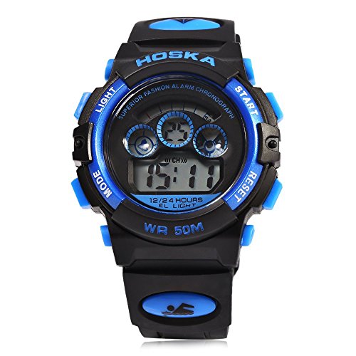 Leopard Shop hoska h001s Kinder Sport Armbanduhr LED Tag Chronograph LED Wasser Widerstand blau schwarz