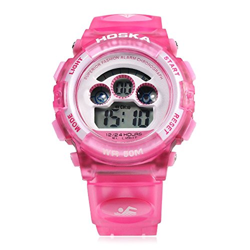 Leopard Shop hoska h001s Kinder Sport Armbanduhr LED Tag Chronograph LED Wasser Widerstand Pink