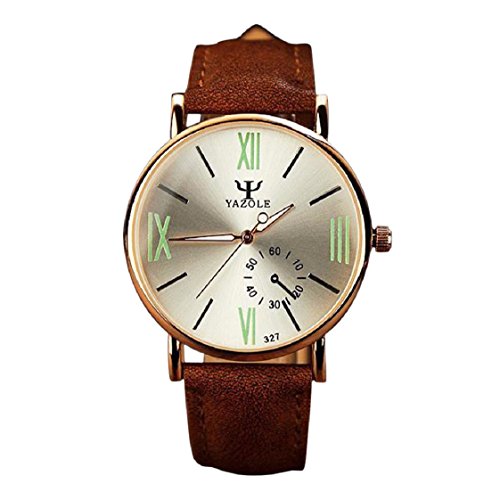 Vovotrade Luxusmode Ledermens Glas Quarz analoge Armbanduhr Noctilucent Uhren Braun2