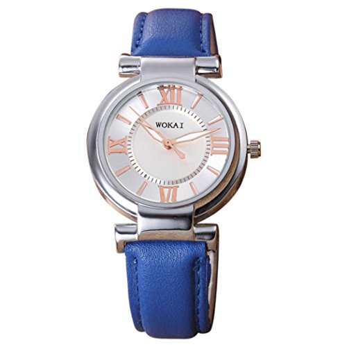 Vovotrade Lederband analoge Uhr Einfach und elegant Blau