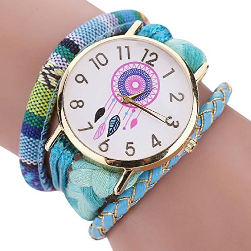 Vovotrade Die elegante stilvolle und schicke Knit Armbanduhr Damen Dekorativ Himmelblau