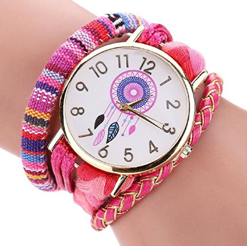 Vovotrade Die elegante stilvolle und schicke Knit Armbanduhr Damen Dekorativ Hot Pink
