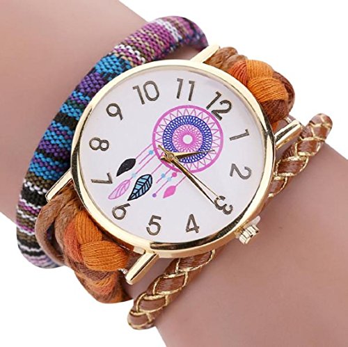 Vovotrade Die elegante stilvolle und schicke Knit Armbanduhr Damen Dekorativ Orange