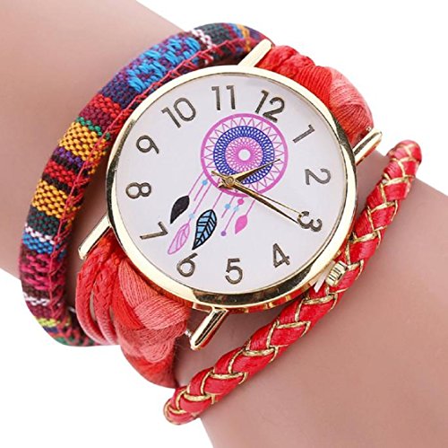 Vovotrade Die elegante stilvolle und schicke Knit Armbanduhr Damen Dekorativ Rot