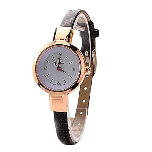 Vovotrade Fashion Frauen Dame Runde Quarz Analog Armband Armbanduhr Uhr Geschenk Schwarz