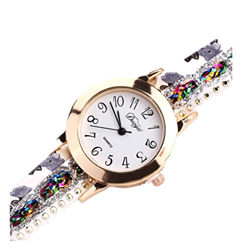 Vovotrade Duoya Marke 2016 Neue Uhren Frauen Blumen populaeres Quarz Uhr Blumen Edelstein Armbanduhr Kleid Dame Gift gold