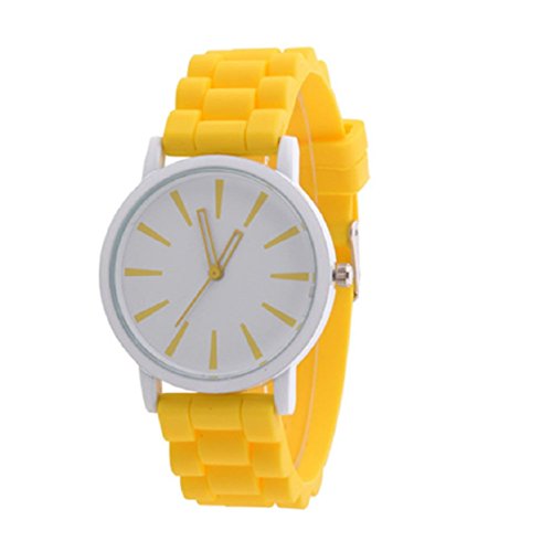 Vovotrade Genf Silikon Gummi Gelee Gel Quarz analoge Sport Frauen Armbanduhr Unisex Gelb
