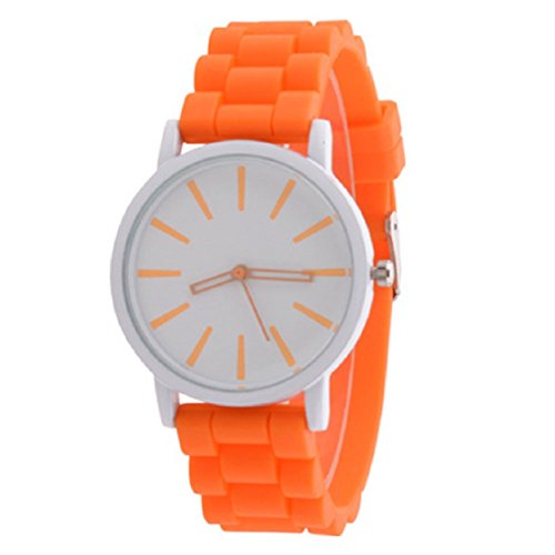 Vovotrade Genf Silikon Gummi Gelee Gel Quarz analoge Sport Frauen Armbanduhr Unisex Orange