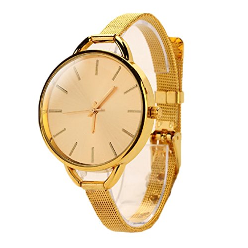 Vovotrade Maedchen Frauen Damen Analog Edelstahl Quarz Armband Armbanduhr Uhr Gold