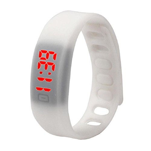 Vovotrade D2016 neueste Qualitaets Damen Herren Gummi LED Uhr Datum Sports Armband Weiss