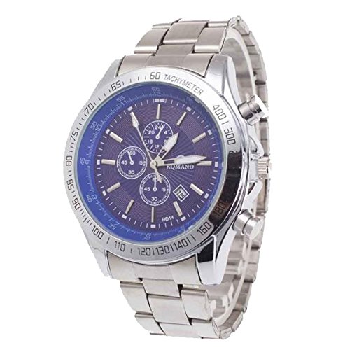 Vovotrade Mode Uhr Mann Edelstahl Guertel Sport Geschaefts Quarz Uhr Armbanduhren Blau