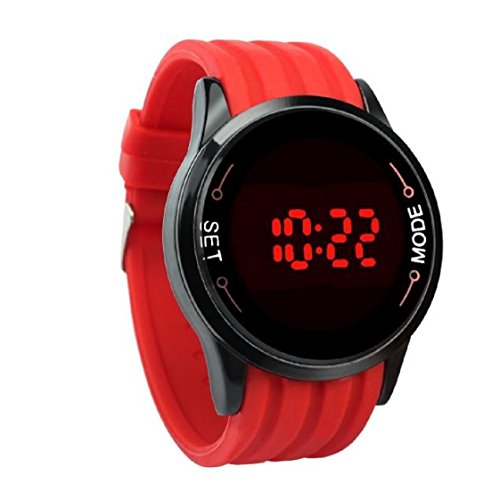 Vovotrade Wasserdichte Mode LED Touch Screen Datum Silikon Handgelenk Black Watch Rot