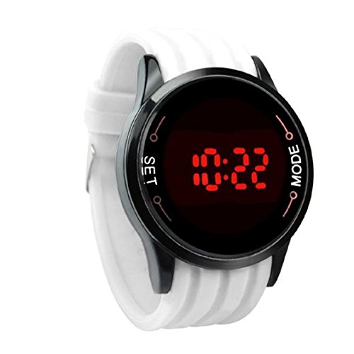 Vovotrade Wasserdichte Mode LED Touch Screen Datum Silikon Handgelenk Black Watch Weiss