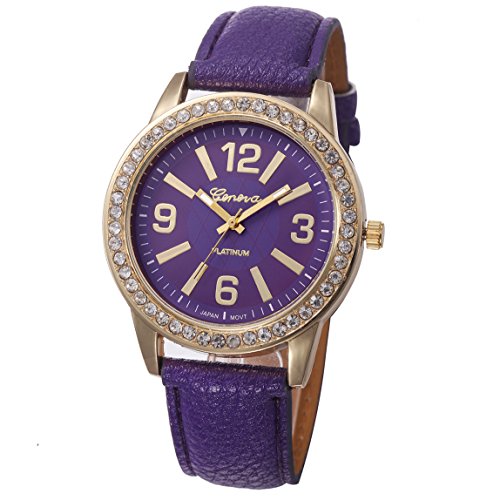 Vovotrade Damen Watches Stainless Steel Analog Leather Quartz Wrist Watch Lila