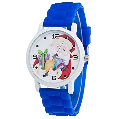 Vovotrade Weihnachtsgeschenke Uhr Suessigkeit Farbe maennliche und weibliche Silikon Buegel Armbanduhr Blau