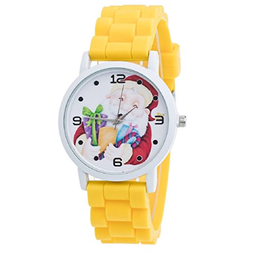 Vovotrade Weihnachtsgeschenke Uhr Suessigkeit Farbe maennliche und weibliche Silikon Buegel Armbanduhr Gelb