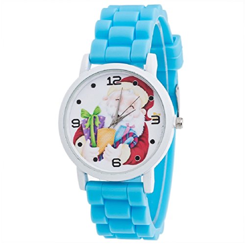 Vovotrade Weihnachtsgeschenke Uhr Suessigkeit Farbe maennliche und weibliche Silikon Buegel Armbanduhr Himmelblau