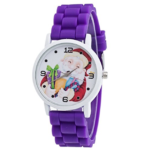 Vovotrade Weihnachtsgeschenke Uhr Suessigkeit Farbe maennliche und weibliche Silikon Buegel Armbanduhr Lila
