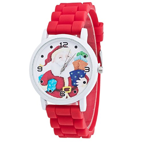 Vovotrade Weihnachtsgeschenke Uhr Suessigkeit Farbe maennliche und weibliche Silikon Buegel Armbanduhr Rot